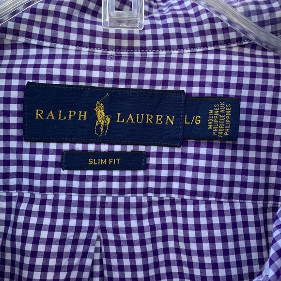 Ralph Lauren Slim Fit Purple & White Button Down Shirt, L - Picture 4 of 11